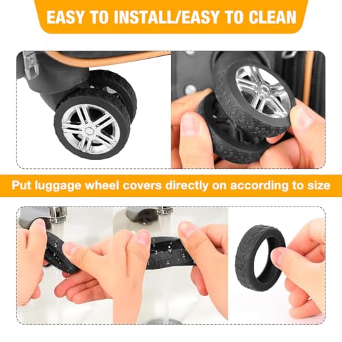 PALAY® 16PCS Luggage Wheel Silicone Protector Cover Suitcase Silent Shock-Proof Carry on Wheels for Wheel-on Luggage Black PALAY® 16PCS Luggage Wheel Silicone Protector Cover Suitcase Silent Shock-Proof Carry on Wheels for Wheel-on Luggage Black